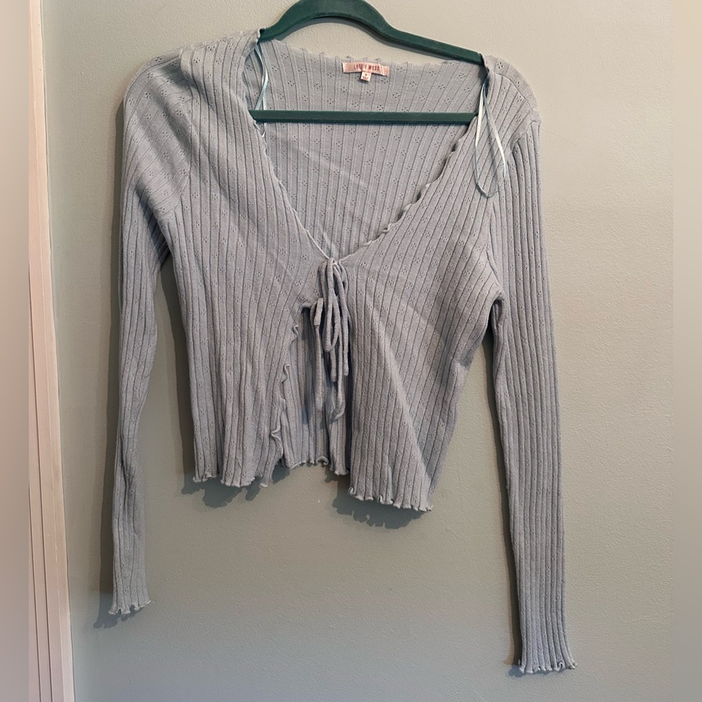 Pacsun Women's Front Tie Knit Cardigan - Light Blue